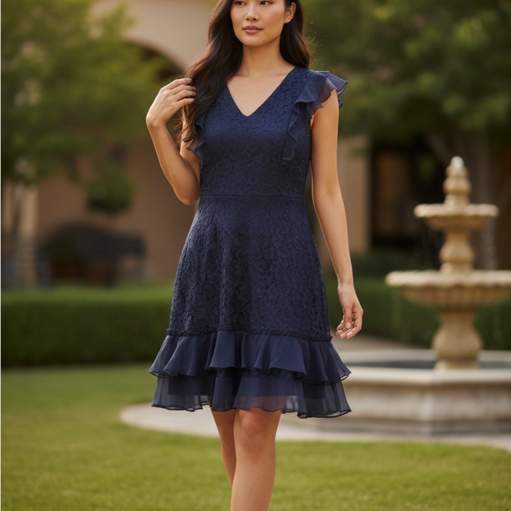 Sam Edelman Navy Ruffle Mini Dress